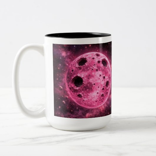 Pink Moon with Asteroid Holes ツートーンマグカップ (左)