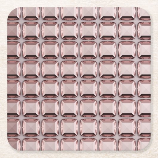 Pink Morganite Gemstones  スクエアペーパーコースター (正面)