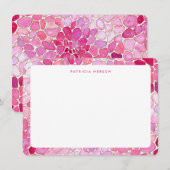 Pink Mosaic Girly Cute Personalized Name Note Card ノートカード (正面/裏面)