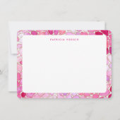 Pink Mosaic Girly Cute Personalized Name Note Card ノートカード (正面)