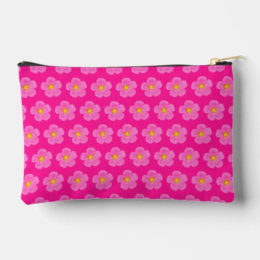 Pink Moss Rose Seamless Pattern Pouch アクセサリーポーチ (裏面)
