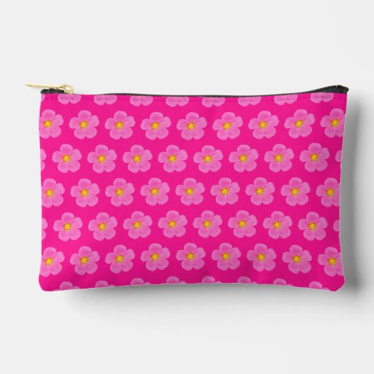 Pink Moss Rose Seamless Pattern Pouch アクセサリーポーチ (正面)