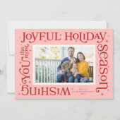 Pink Most Joyful Holiday Season Holiday Card シーズンカード (正面)