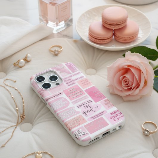 Pink Motivation Quotes Collage Aesthetic Phone Cas Case-Mate iPhoneケース