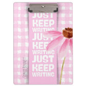 Pink Motivational Gingham クリップボード (正面)