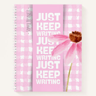 Pink Motivational Gingham ノートブック