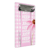 Pink Motivational Gingham ミニクリップボード (アングル)