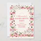 Pink Mountains and Martinis Bachelorette 招待状 (正面)
