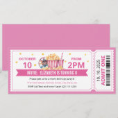 Pink Movie ticket birthday invitation 招待状 (正面/裏面)