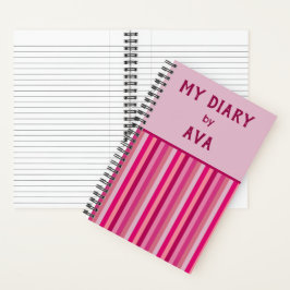 Pink My Diary by Me ストライプの Journal ノートブック