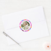 pink name birthday modern floral romantic Sticker ラウンドシール (封筒)