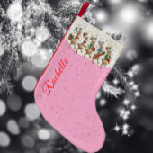 Pink Name Marching Quirky Christmas Reindeer  スモールクリスマスストッキング