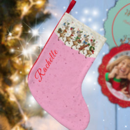 Pink Name Marching Quirky Christmas Reindeer  スモールクリスマスストッキング