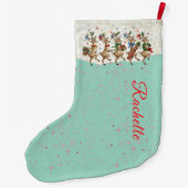 Pink Name Marching Quirky Christmas Reindeer  ラージクリスマスストッキング (裏面)