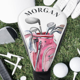 Pink Name Monogram ゴルフヘッドカバー