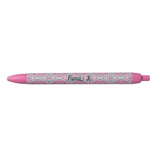 Pink Name Personalised Ballpoint Pen 黒ボールペン (正面)