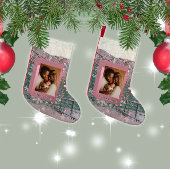 Pink Name Winter Christmas Family Photo スモールクリスマスストッキング