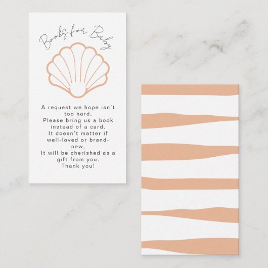 Pink Nautical Stripes Clamshell Baby Girl Shower エンクロージャーカード (正面/裏面)