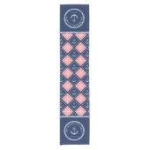 Pink Navyいかり船のホイールパターン追加名 ショートテーブルランナー (正面)