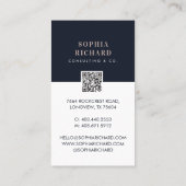 Pink & Navyモダン Business Photo QR Code 名刺 (裏面)