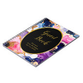 Pink, Navy Blue and Gold Ink Birthday Guest Book ノートブック (左側)