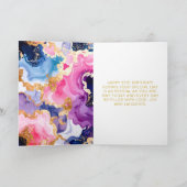 Pink, Navy Blue and Gold Ink Birthday Party カード (内部)