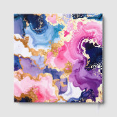 Pink, Navy Blue and Gold Ink Birthday Party ゲストブック (裏面)