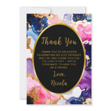 Pink, Navy Blue and Gold Ink Birthday Party