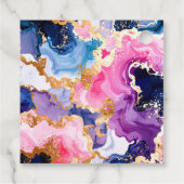 Pink, Navy Blue and Gold Ink Birthday Party フェイバータグ (裏面)