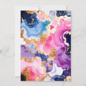 Pink, Navy Blue and Gold Ink Birthday Party 招待状 (裏面)