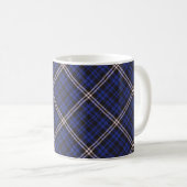 Pink Navy Diagonal Plaid Tartan textured Seamless コーヒーマグカップ (正面右)