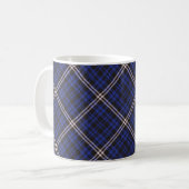 Pink Navy Diagonal Plaid Tartan textured Seamless コーヒーマグカップ (正面左)