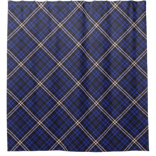Pink Navy Diagonal Plaid Tartan textured Seamless シャワーカーテン (正面)