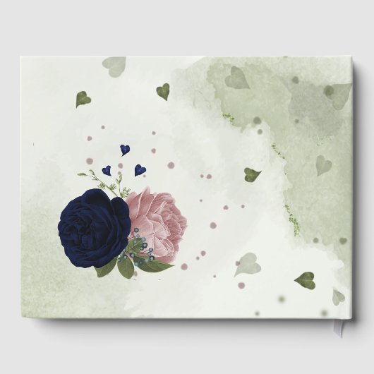 pink & navy flowers greenery ゲストブック (裏面)