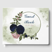 pink & navy flowers greenery ゲストブック (正面)