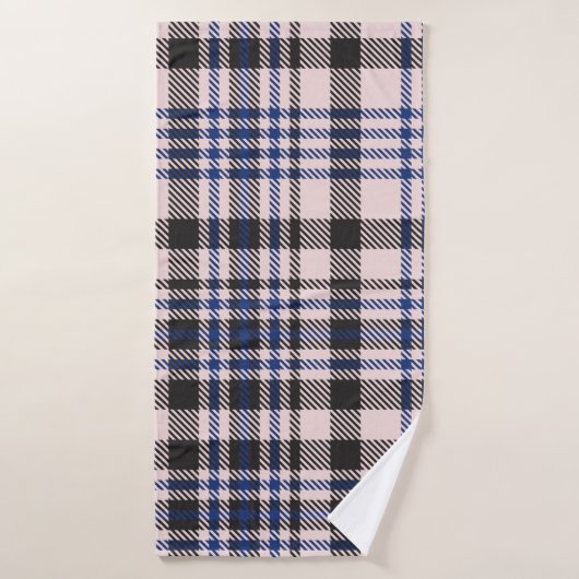 Pink Navy Glen Plaid textured seamless patternabst バスタオル (バスタオル)