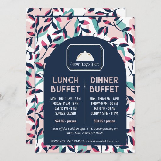 Pink Navy Greenery Lunch Dinner Buffet  メニュー (正面/裏面)