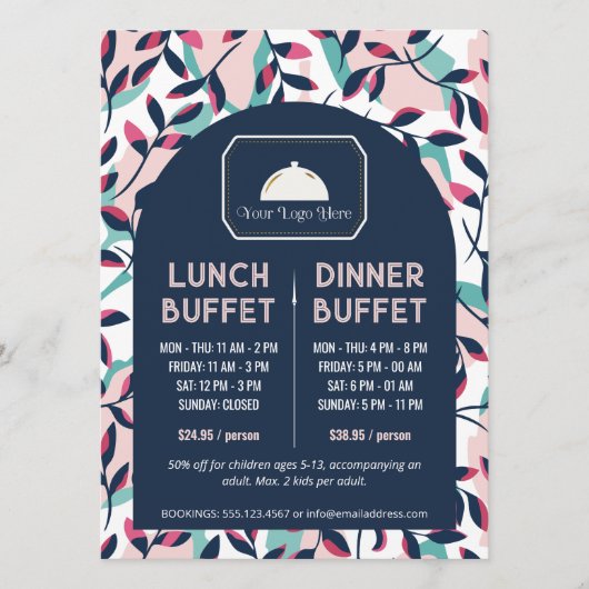 Pink Navy Greenery Lunch Dinner Buffet  メニュー (正面)