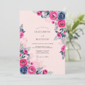 Pink Navy Opulent Romantic Wedding 招待状 (スタンド正面)