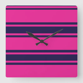 Pink Navy Stripes スクエア壁時計