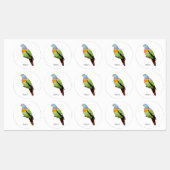 Pink-necked green pigeon bird cartoon illustration ラベル (シート)