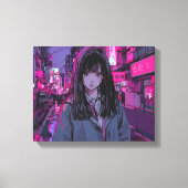 Pink Neon JK アートパネル|寿司娘 GenerativeAI キャンバスプリント (正面)