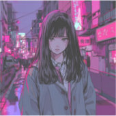 Pink Neon JK シール seal｜寿司娘 GenerativeAI (正面)