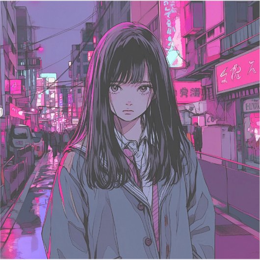 Pink Neon JK シール seal｜寿司娘 GenerativeAI (正面)