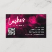 Pink Neon & Smoke Lash Salon QR Code Loyalty Card 名刺 (正面)
