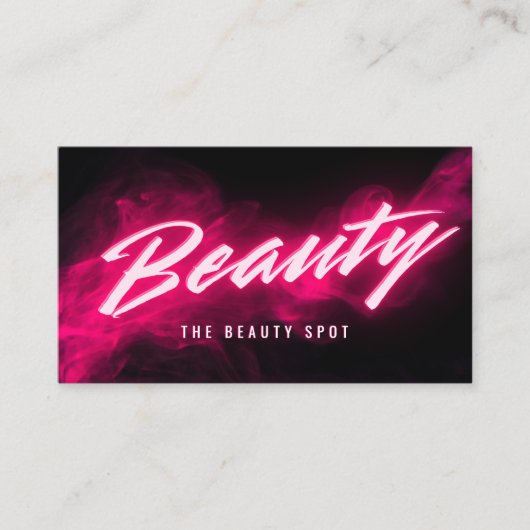 Pink Neon & Smoke Lash Tech QR Code & Socials 名刺 (正面)