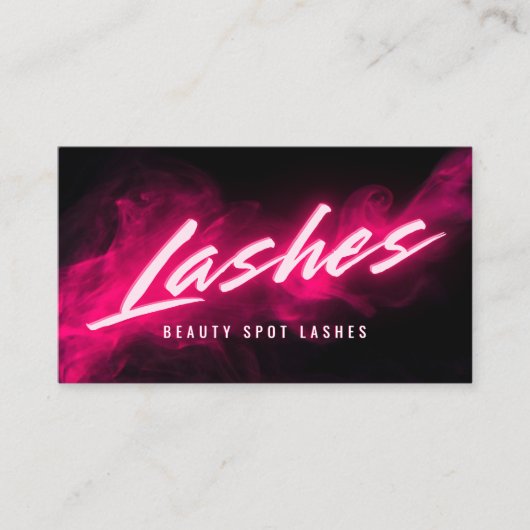 Pink Neon & Smoke Lash Tech QR Code & Socials 名刺 (正面)