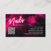 Pink Neon & Smoke Nail Salon QR Code Loyalty Card 名刺 (正面)