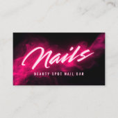 Pink Neon & Smoke Nail Salon QR Code & Socials 名刺 (正面)