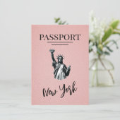 Pink New York City Passport日付の保存 セーブザデート (スタンド正面)